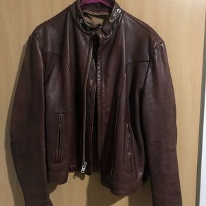 Schott cafe racer brown leather jacket